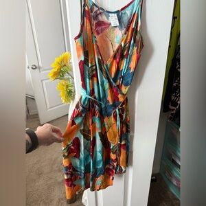 Colorful Tropical Wrap Dress